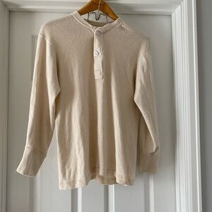 Men's Cream Long Sleeve Wool Henley Shirt